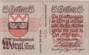 Austria Wörgl Tirol 5 Heller 31.12.1920 aUNC