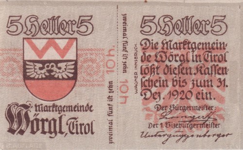 Wörgl Tirol 5 Heller 31.12.1920 aUNC  siwy A.jpg