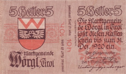 Wörgl Tirol 5 Heller 31.12.1920 aUNC roz A.jpg