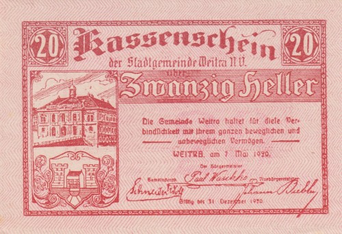Weitra 20 Heller 7.5.1920-31.10.1920 czerwony A.jpg
