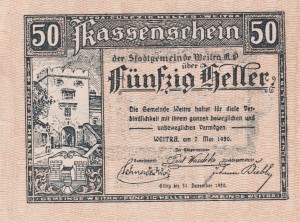 Austria Weitra 50 Heller 7.5.1920-31.12.1920 VF