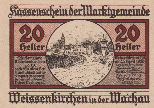 Austria Weissenkirchen in der Wachau2 20 Heller 15.4.1920-30.11.1920 aUNC A.jpg
