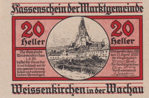Weissenkirchen in der Wachau6 20 Heller 15.4.1920-30.11.1920 A.jpg