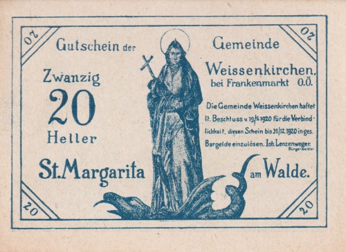 St. Margarita am Walde 20 Heller 19.5.1920-31.12.1920 A.jpg