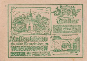 Austria Weissenbach bei Modling 50 Heller 10.6.1920-20.7.1920 AU/UNC