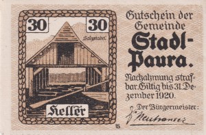 Austria Stadl - Paura 30 Heller 6.5.1920-31.12.1920 aUNC