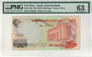 Wietnam 500 Dong P-28a 1970 Stan PMG 63