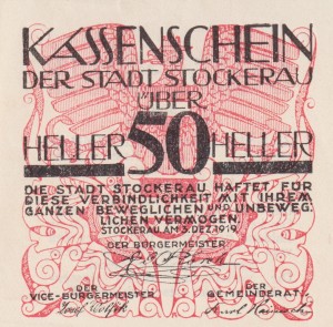 Austria Stockerau 50 Heller 3.12.1919-15.8.1920 aUNC