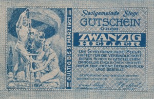 Austria Steyr 20 Heller 31.3.1921 aUNC