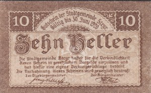 Austria Steyr 10 Heller 4.11.1919-30.6.1920 XF