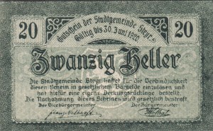 Austria Steyr 20 Heller 4.11.1919-30.6.1920 aUNC