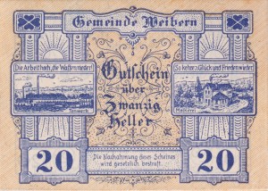 Austria Weibern 20 Heller 3.5.1920 AU/UNC