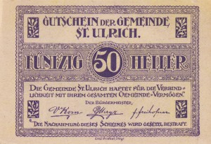 Austria St.Ulrich 50 Heller 31.12.1920 AU/UNC