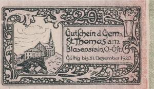 Austria St. Thomas am Blasenstein 20 Heller 31.12.1920 aUNC
