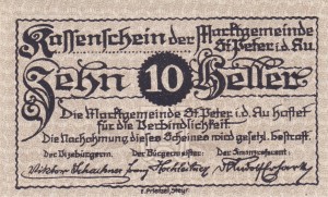 Austria St. Peter i.d. Au 10 Heller 1.4.1921 aUNC
