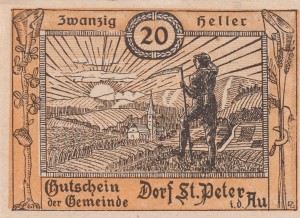 Austria Dorf St. Peter i.d. Au 20 Heller 30.12.1920 aUNC