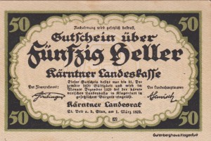 Austria Karntner Landestasse 50 Heller 1.3.1920-31.12.1920 AU/UNC