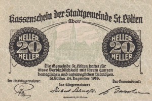 Austria St. Polten 20 Heller 24.12.1919-30.6.1920 VF