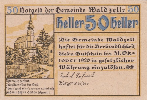 Waldzell 50 Heller 31.10.1920 aUNC A.jpg
