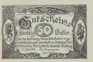 Austria Waldburg 50 Heller 1.7.1920-31.12.1920 UNC