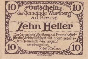 Austria Wartberg a.d. Krems 10 Heller 31.12.1921 aUNC