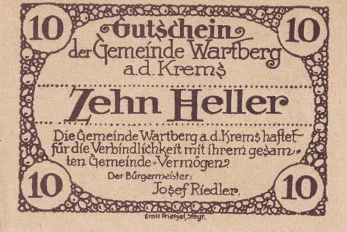Wartberg a.d. Krems1 10 Heller 31.12.1921 A.jpg