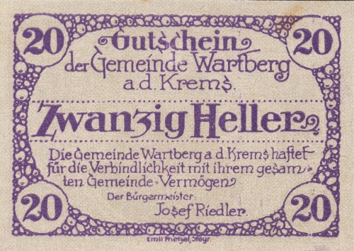 Wartberg a.d. Krems1 20 Heller 31.12.1921 A.jpg