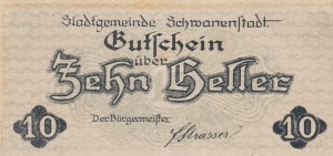 Austria Schwanenstadt 10 Heller 31.12.1921 AU/UNC