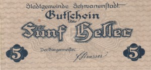 Austria Schwanenstadt 5 Heller 31.12.1921 aUNC