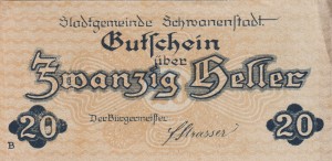 Austria Schwanenstadt 20 Heller 31.12.1921 XF