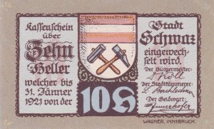 Austria Schwaz i. Tirol 10 Heller 31.1.1921 aUNC