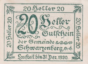 Austria Schwarzenberg 20 Heller 1920-31.12.1920 AU/UNC