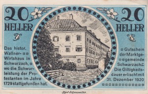 Austria Schwarzach i. P. 20 Heller 31.12.1920 XF