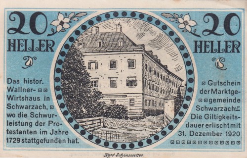 Schwarzach i. P. 20 Heller 31.12.1920 A.jpg