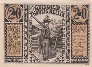 Austria St. Johann i. Pg. 20 Heller 12.5.1920-31.12.1920 XF