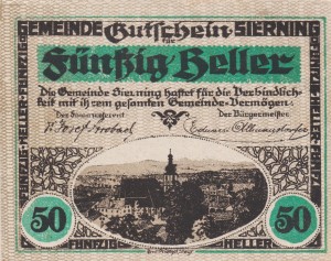 Austria Sierning 50 Heller 20.3.1920- 7.1921 AU/UNC