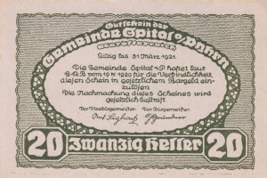 Austria Spital am Pyhrn 20 Heller 31.3.1921 aUNC