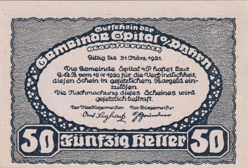 Spital am Pyhrn 50 Heller 31.3.1921 A.jpg