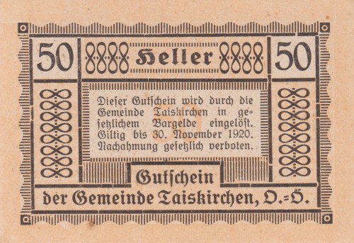 Taiskirchen 50 Heller 15.5.1920-30.9.1920 A.jpg