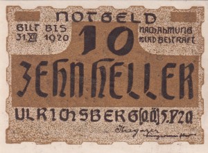 Austria Ulrichsberg 10 Heller 5.5.1920-31.12.1920 AU/UNC