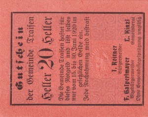 Austria Traifen 20 Heller 30.6.1920 aUNC