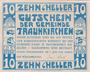 Austria Traunkirchen 10 Heller 1.6.1920 AU/UNC