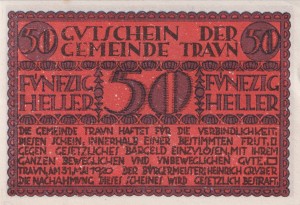 Austria Travn 50 Heller 31.5.1920 AU/UNC