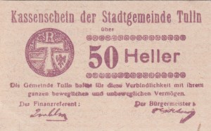 Austria Tulln 50 Heller 30.9.1920 XF