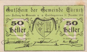 Austria Turnitz 50 Heller 31.12.1920 AU/UNC