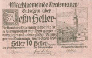 Austria Traismauer 10 Heller 13.4.1920-31.12.1920 XF