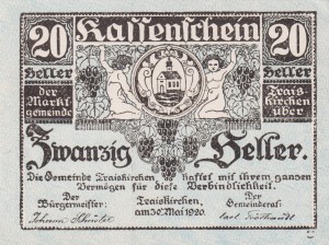 Austria Traiskirchen 20 Heller 30.5.1920-31.5.1921 aUNC
