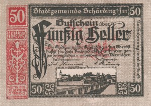 Austria Scharding 50 Heller 30.9.1920 aUNC