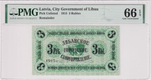 Łotwa 3 Ruble P-NL 1916 PMG66