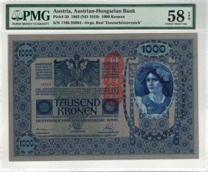 Austria 1000 Kroner 1919 P-59 Stan PMG 58